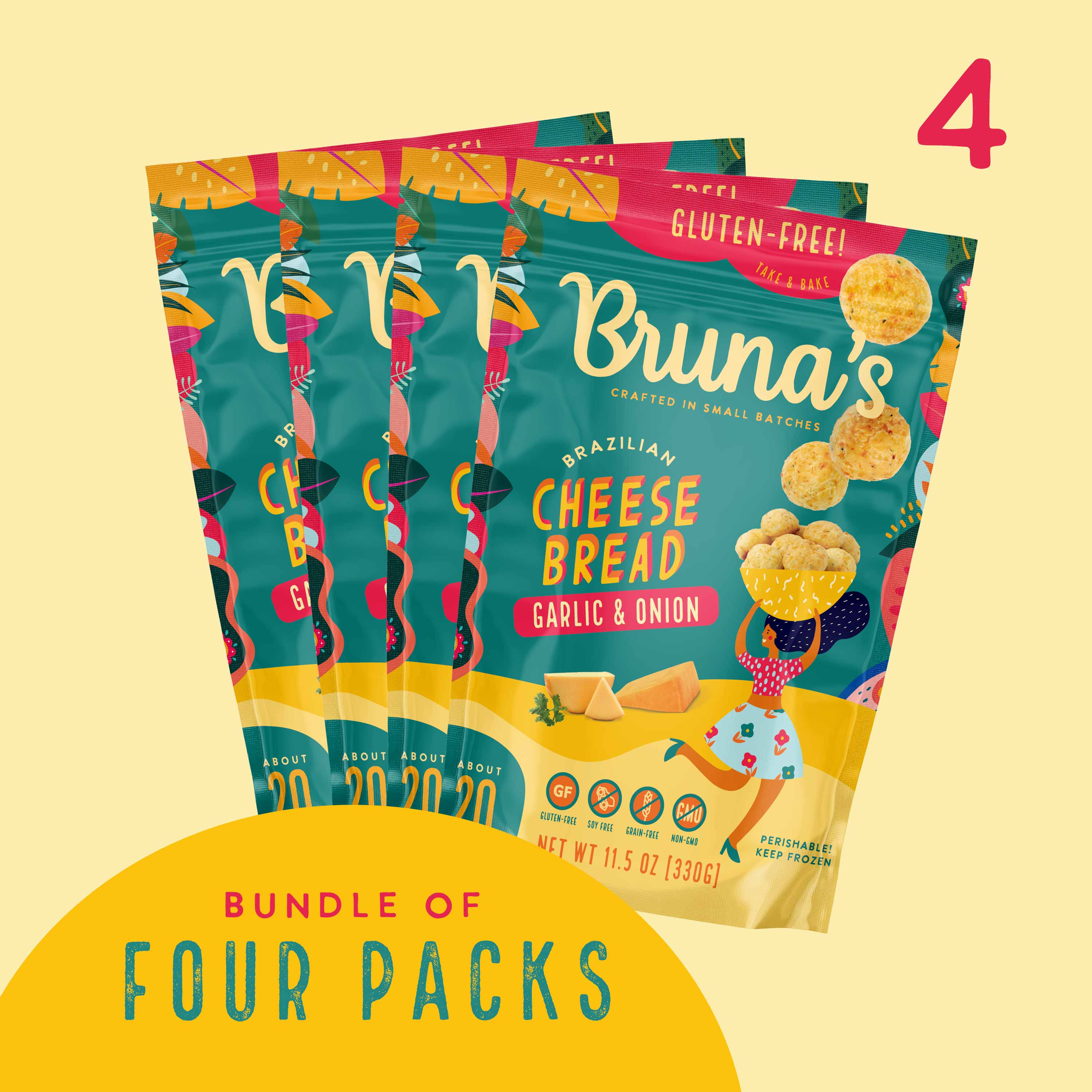 4 Pack of Take and Bake Garlic Onion Cheese Bread