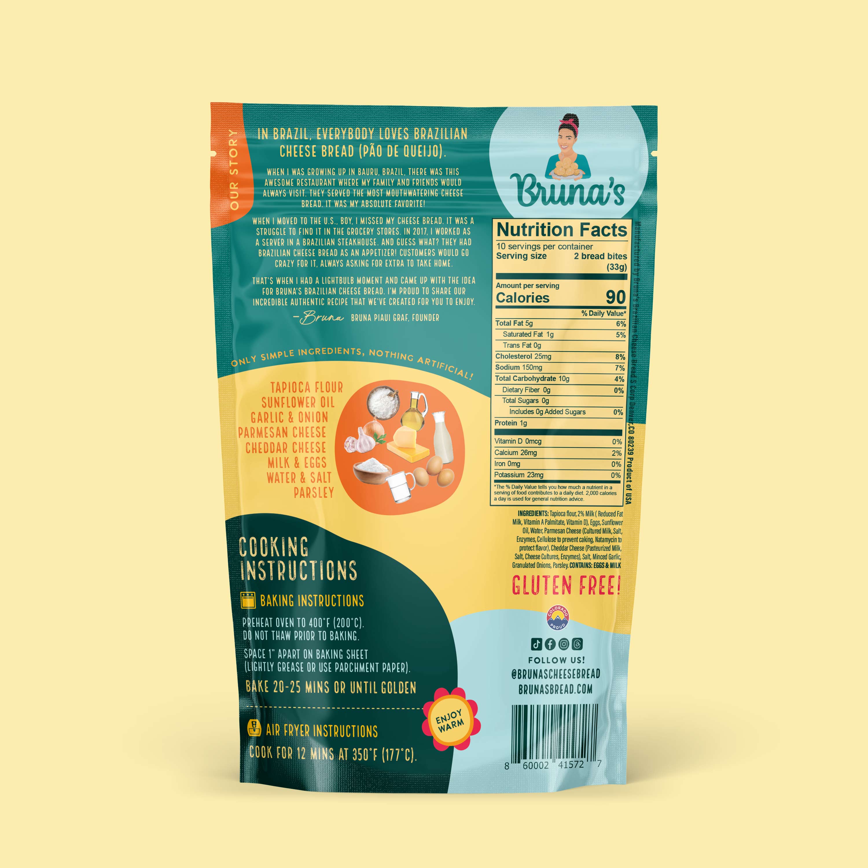 Bruna's Take and Bake Garlic and Onion Cheese Bread Back